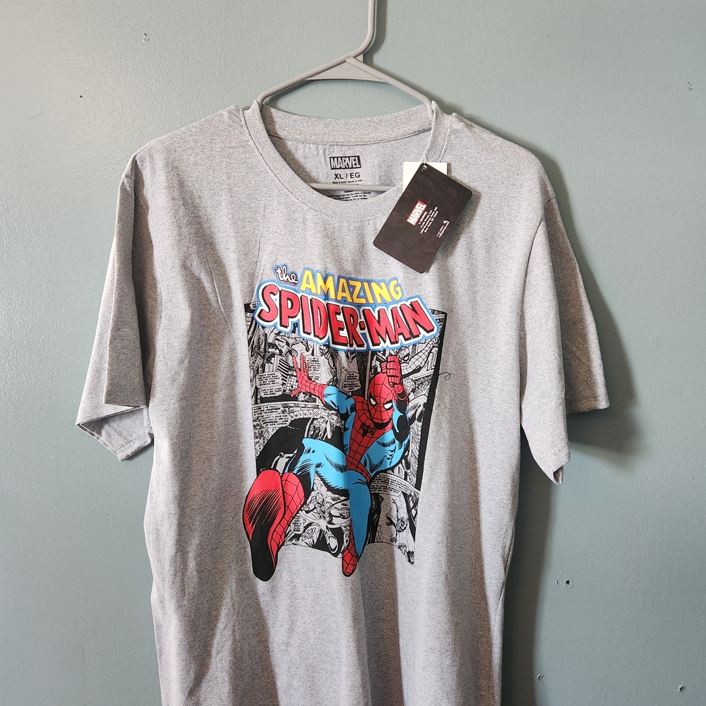 Marvel Spiderman Gray Graphic Tee Shirt
